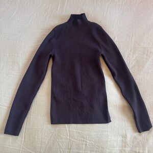 Babaton Ribbed Mock Neck Sweater in Brown